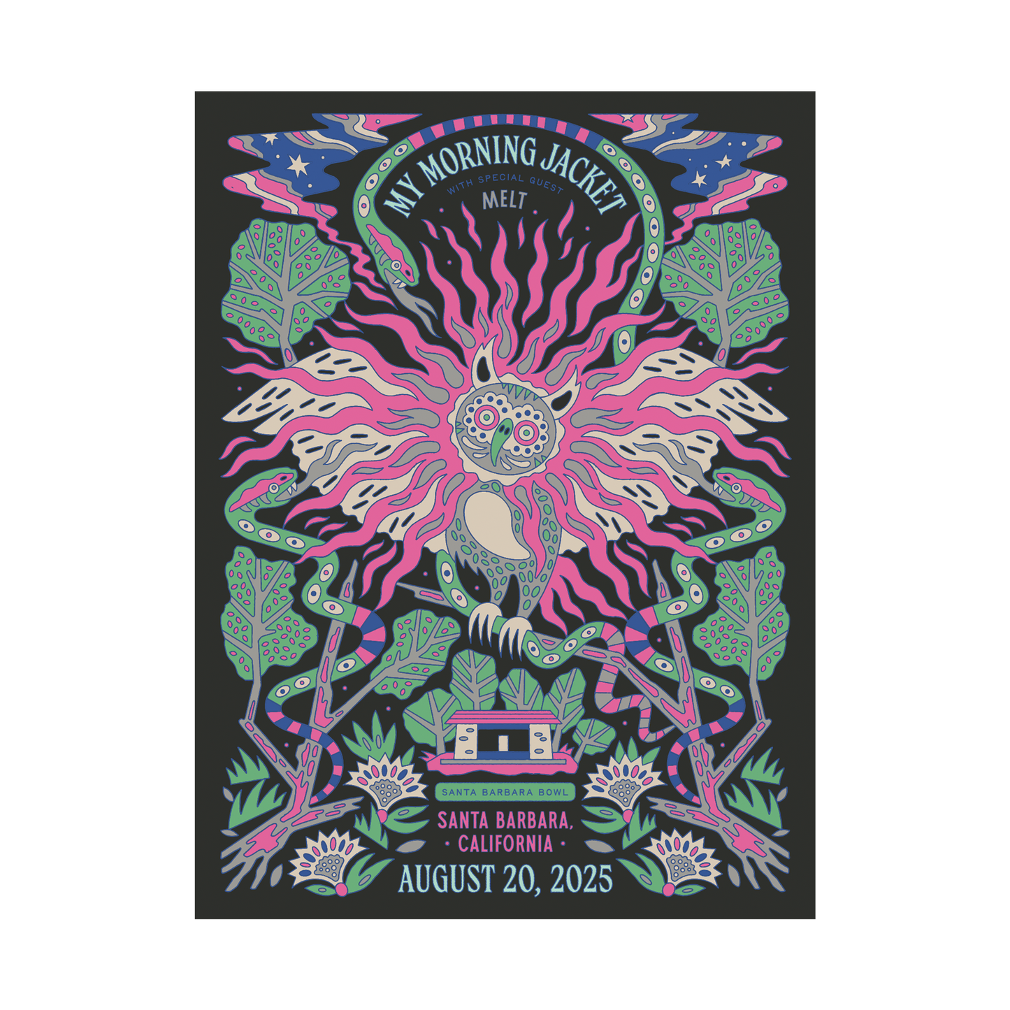 8/20/25 Santa Barbara CA Show Poster by Joshua Noom